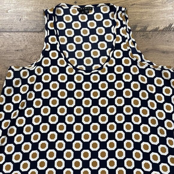 Theory Top Womens‎ Small Silk Geometric Sleeveless Blouse Stretch Scoop Neck - Picture 2 of 12